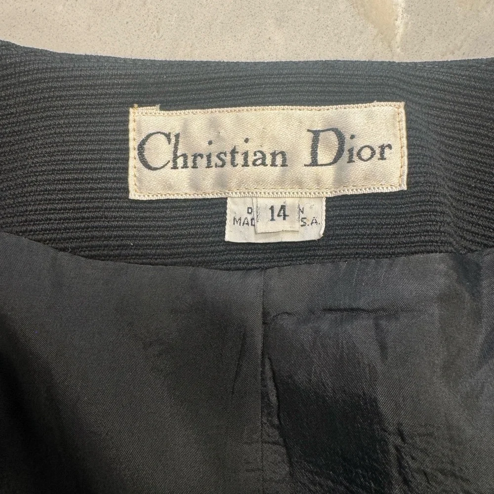 Vintage Christian Dior Black Blazer Jacket 100% Wool Size 14
